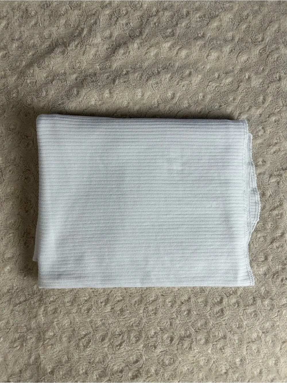 Le Petit Solid White Baby Blanket Stretchy Swaddle Ribbed Stripes Thin